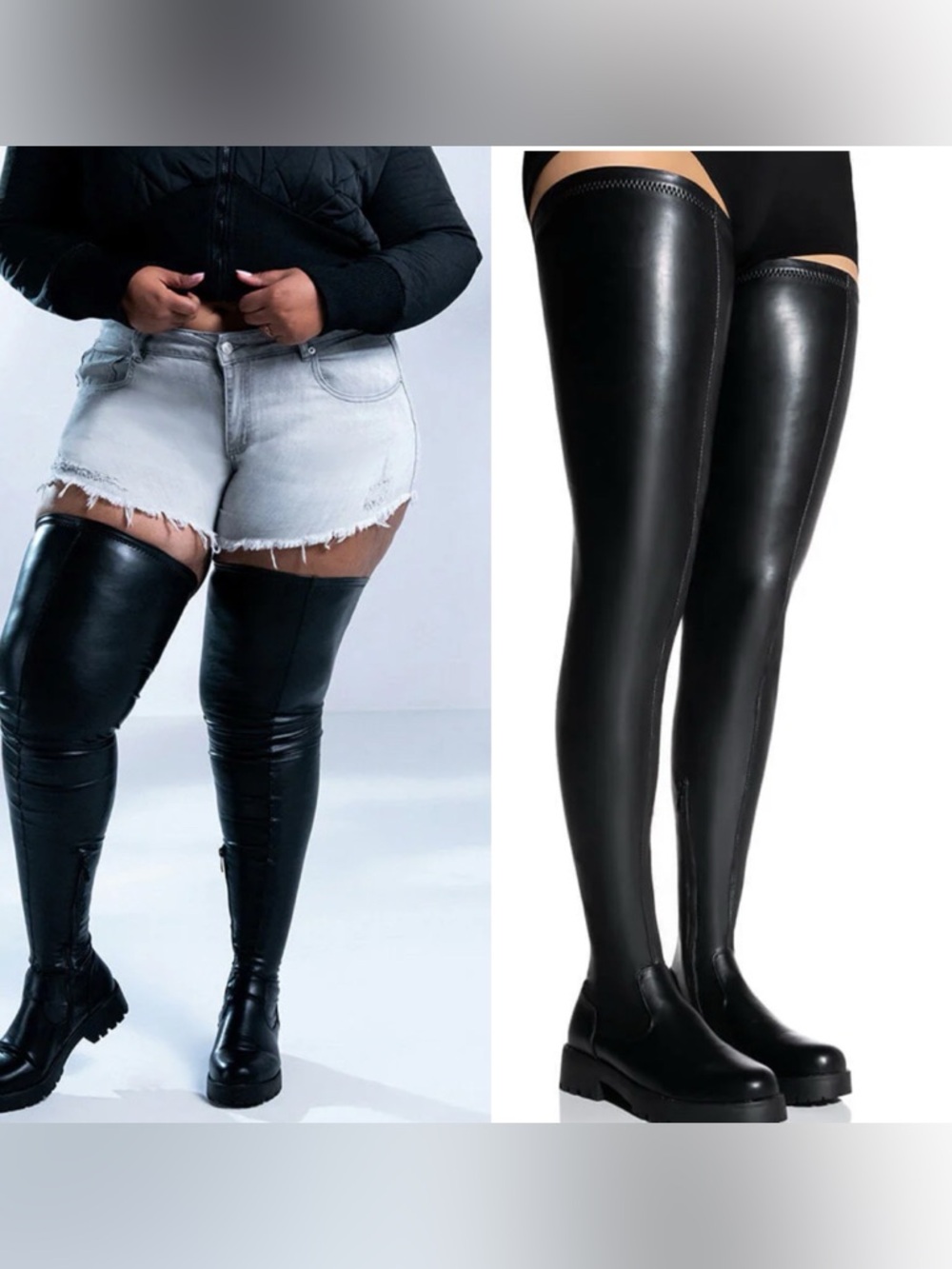 Azalea Wang Black Thigh High Faux Leather Boots Size 9